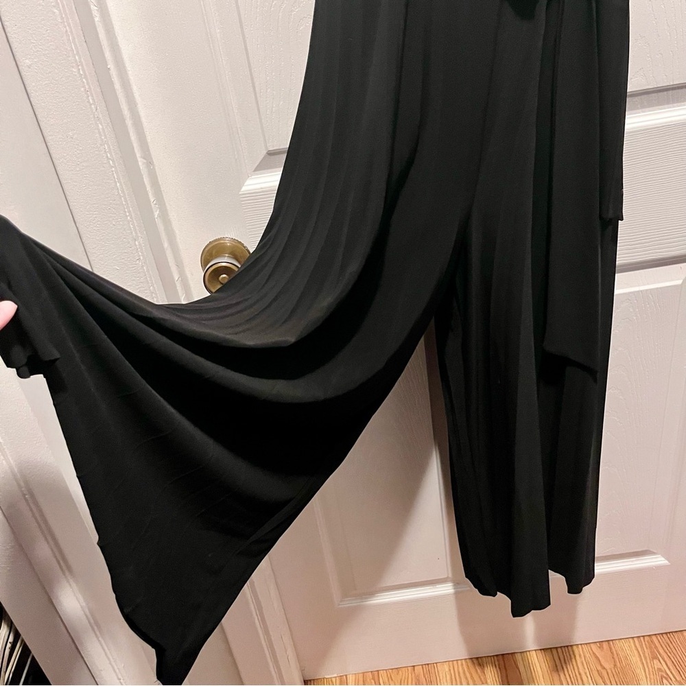 Frank Lyman Jumpsuit Dress Black Size 8 Medium Women flowy short sleeve v-neck - Picture 4 of 6